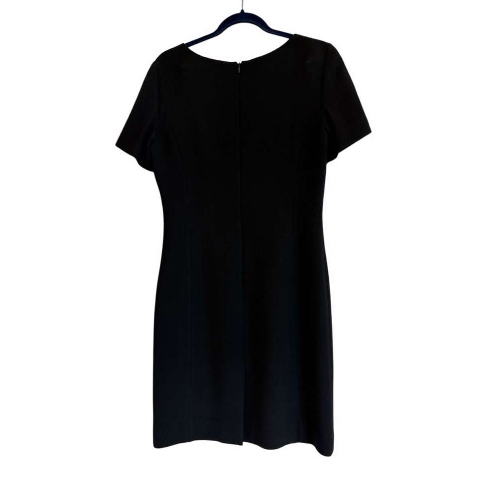 Albert Nipon Black Short-Sleeve Vintage Mini Sheath Dress